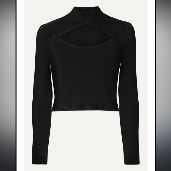 Fleur du Mal Tops - Fleur du Mal Black Cut-Out Crop Top